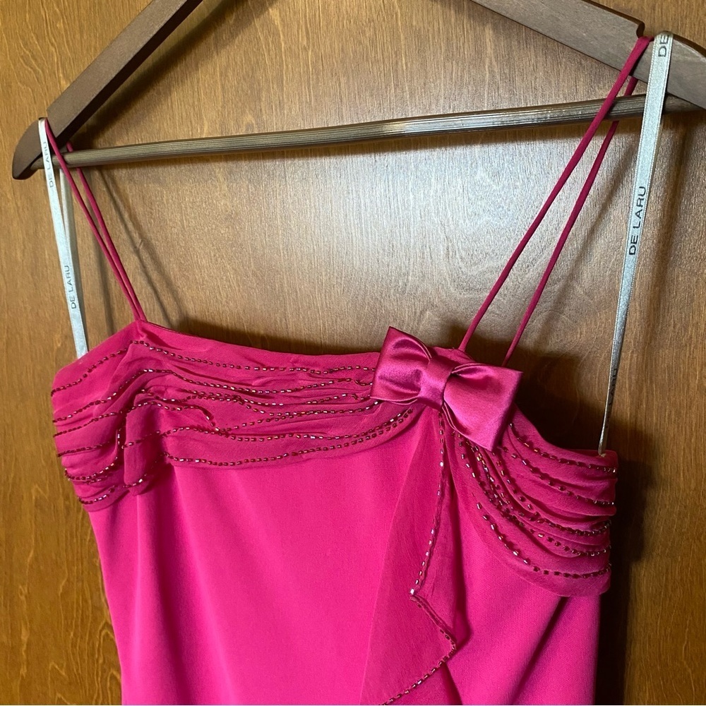 90s De Laru collection pink embroidered dress with bow - Picture 5 of 7